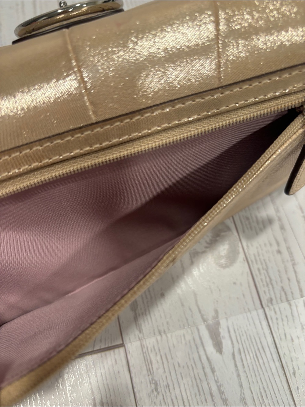 Coach Shimmering Champagne Buckle Soho Wallet Clutch - Picture 10 of 15